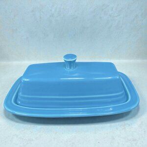 Homer Laughlin Fiestaware Peacock Covered Butter Dish Fiesta USA Ceramic Vintage